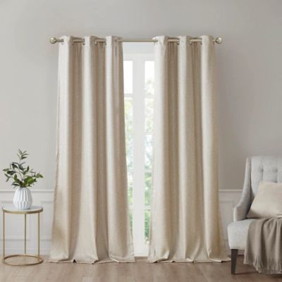 Leighton Tonal Printed Faux Silk Total Blackout Curtain Panel Pair | Ashley Homestore