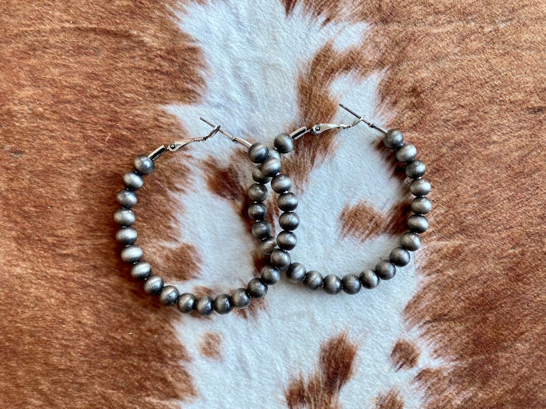 Icon Collection Navajo Style Pearl 50mm Hoop Earrings | Etsy (US)