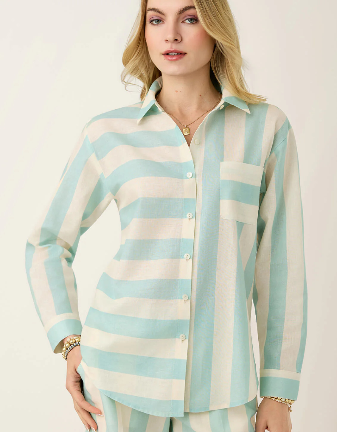 Aida Buttonfront Shirt Admiral Stripe | Spartina 449