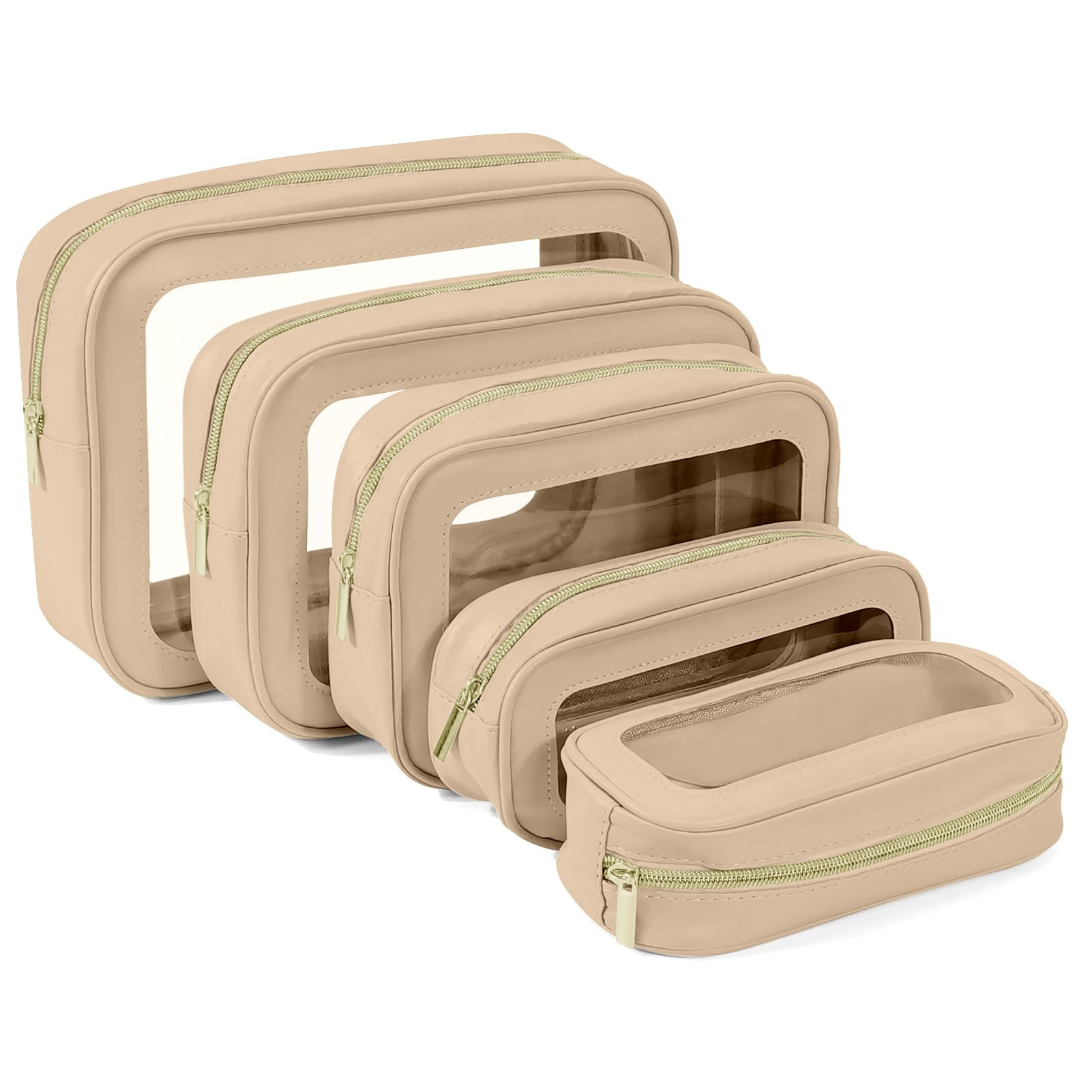 5PCS Clear Toiletry Bag,TSA Approved Travel Makeup Pouch with Zipper for Cosmetics and Toiletries... | Amazon (US)