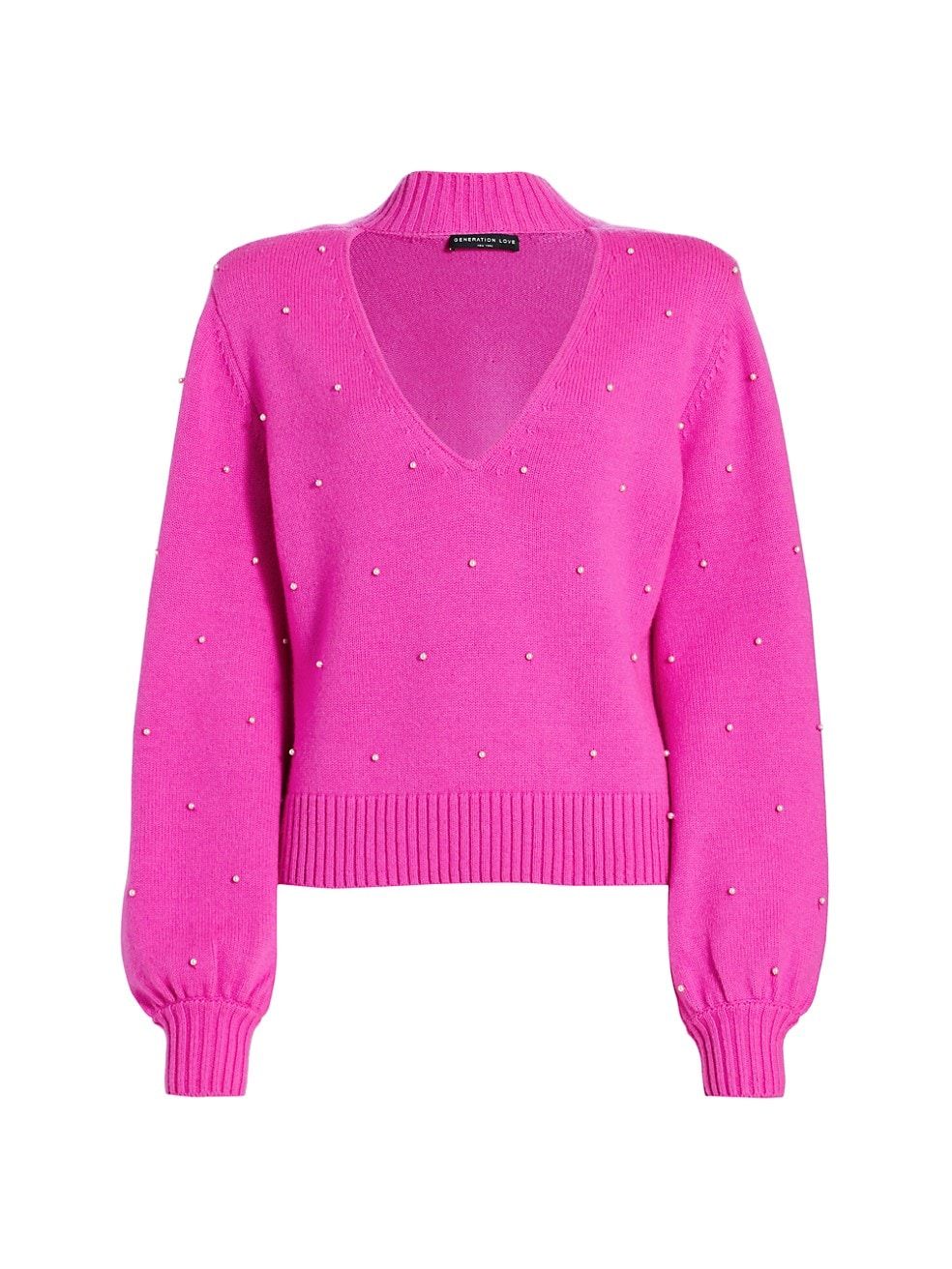 Lilah Cut-Out Faux Pearl Sweater | Saks Fifth Avenue
