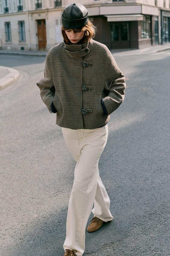 HOUNDSTOOTH FROG FASTENING JACKET | Zara US