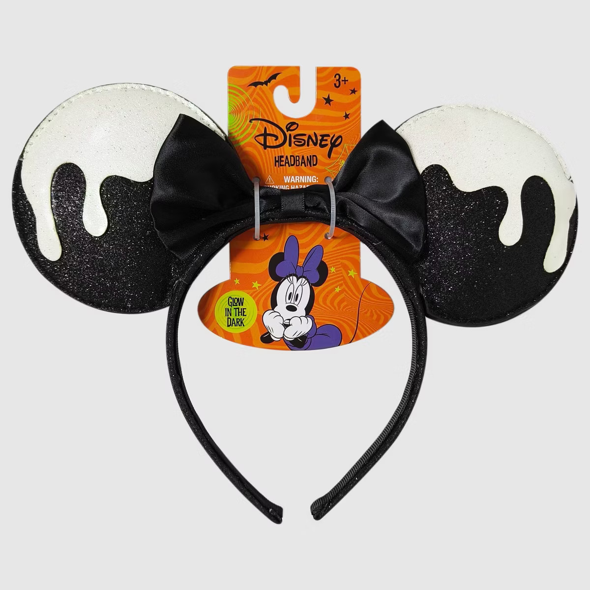Girls' Minnie Mouse Halloween Glow-In-The-Dark Headband - Black/White | Target
