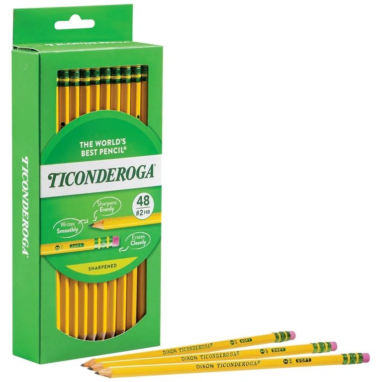 Ticonderoga Premium Wood Pencils, Sharpened #2 Lead, Yellow, 48 Count | Walmart (US)