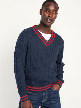 V-Neck Cable-Knit Pullover Sweater for Men | Old Navy (US)