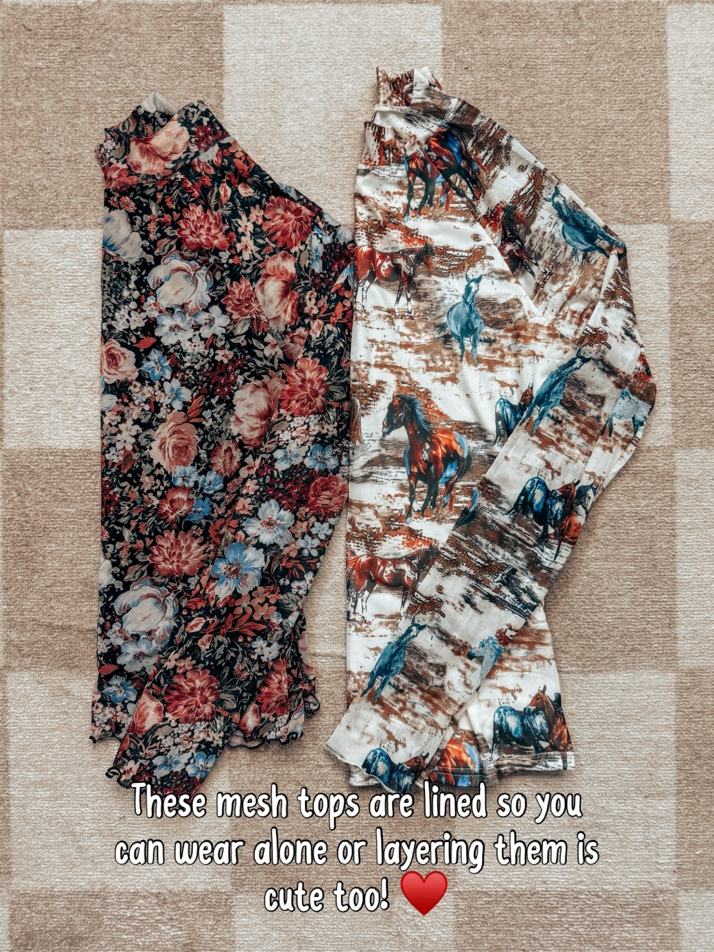 I love a mesh top! I wear them so much when it cools off. These are perfect alone but I love to layer them! They are both a size medium. 
 

#LTKStyleTip #LTKOver40 #LTKFindsUnder50