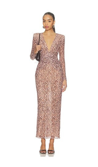 PatBO Panthera Tulle Maxi Dress in Tan. - size S | Revolve Clothing (Global)