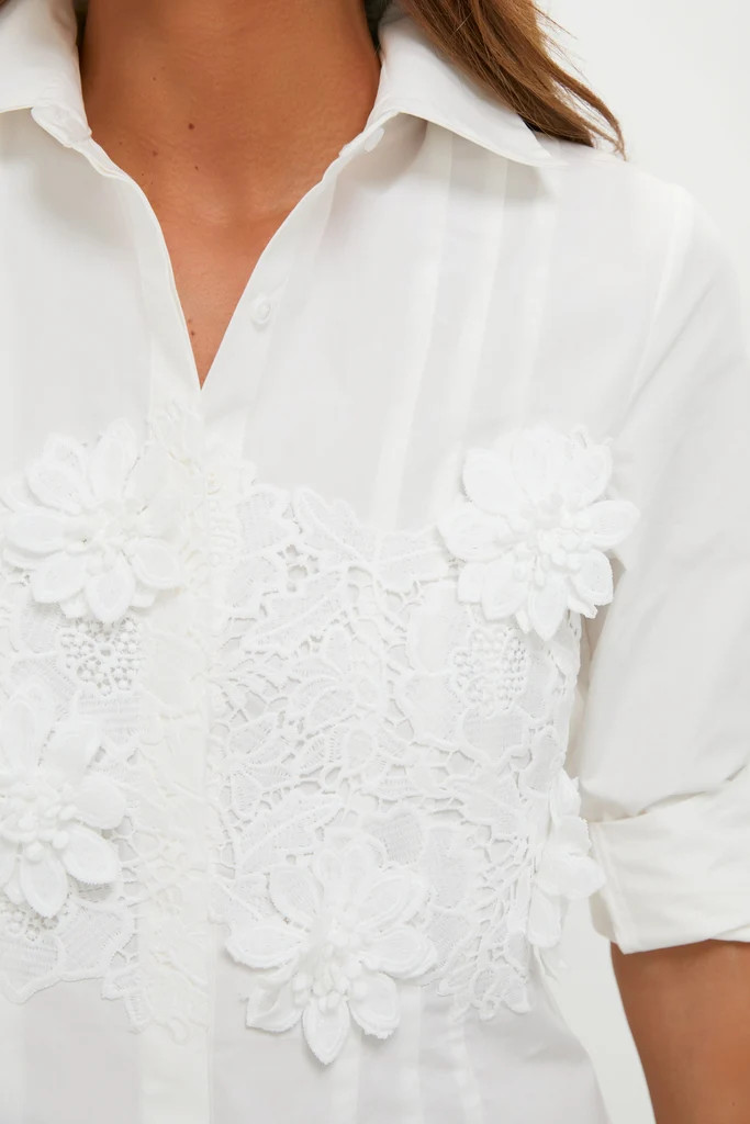 White with Floral Applique Avery Mini Dress | Tuckernuck (US)