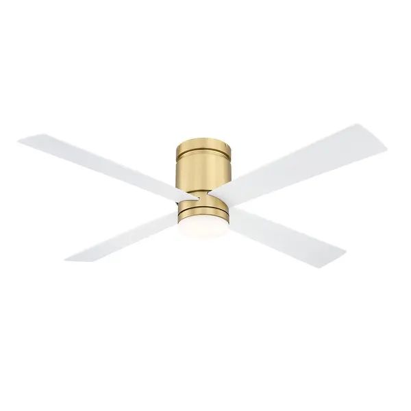 Kwartet 52 inch Indoor/Outdoor Ceiling Fan with LED Light Kit - Brushed Satin Brass with Matte Wh... | Bed Bath & Beyond