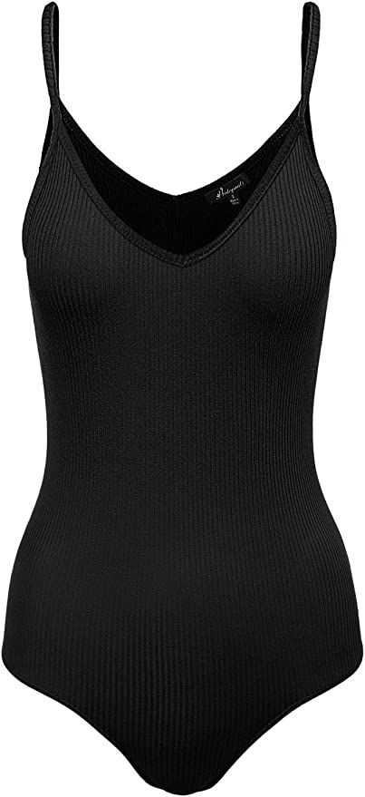 HATOPANTS Women's Scoop V-Neck Racerback Sleeveless Tank Top Cotton Bodysuit BLACK S at Amazon Wo... | Amazon (US)