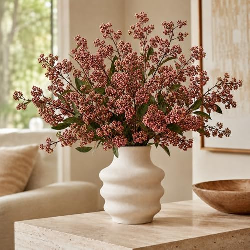 43" Faux Stems for Vase 3 Pcs Realistic Faux Berry Stems Artificial Branches for Vase Fall Floral... | Amazon (US)