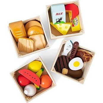 Melissa & Doug Food Groups - 21 Wooden Pieces and 4 Crates, Multi - Play Food Sets For Kids Kitch... | Amazon (US)