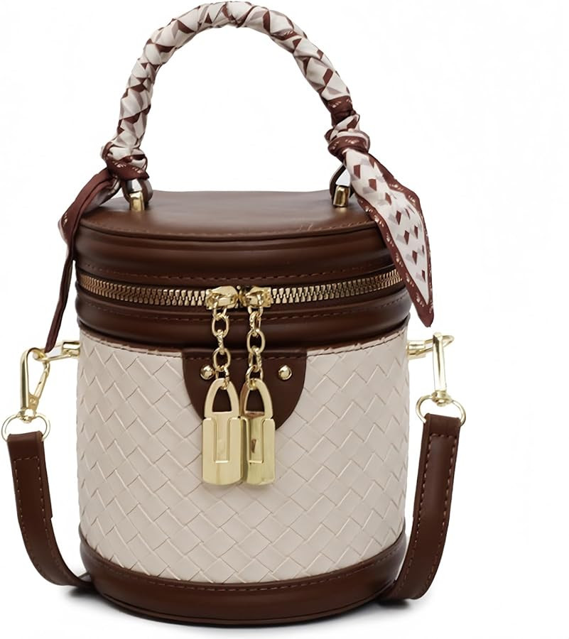 Mini Bucket Crossbody Bags for Women Vegan Leather Small Round Shoulder Round Handle Handbag Purs... | Amazon (US)