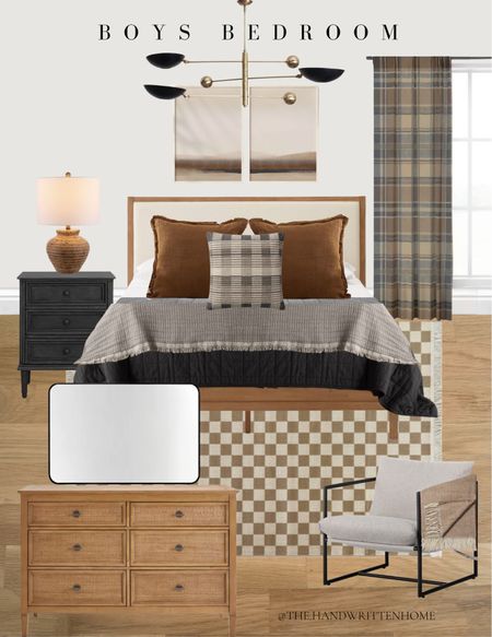 Boys bedroom design 

Amber interiors vibe
McGee
Black nightstand 
Checkered rug
Plaid curtains
Upholstered bed
Target bedding

#LTKkids #LTKstyletip #LTKhome