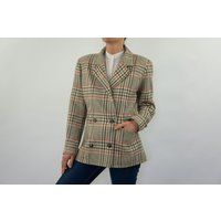Courreges | Vintage Check Blazer 1980S Wool Jacket With Prince Of Wales Pattern Beige/Brown/Orange C | Etsy (US)