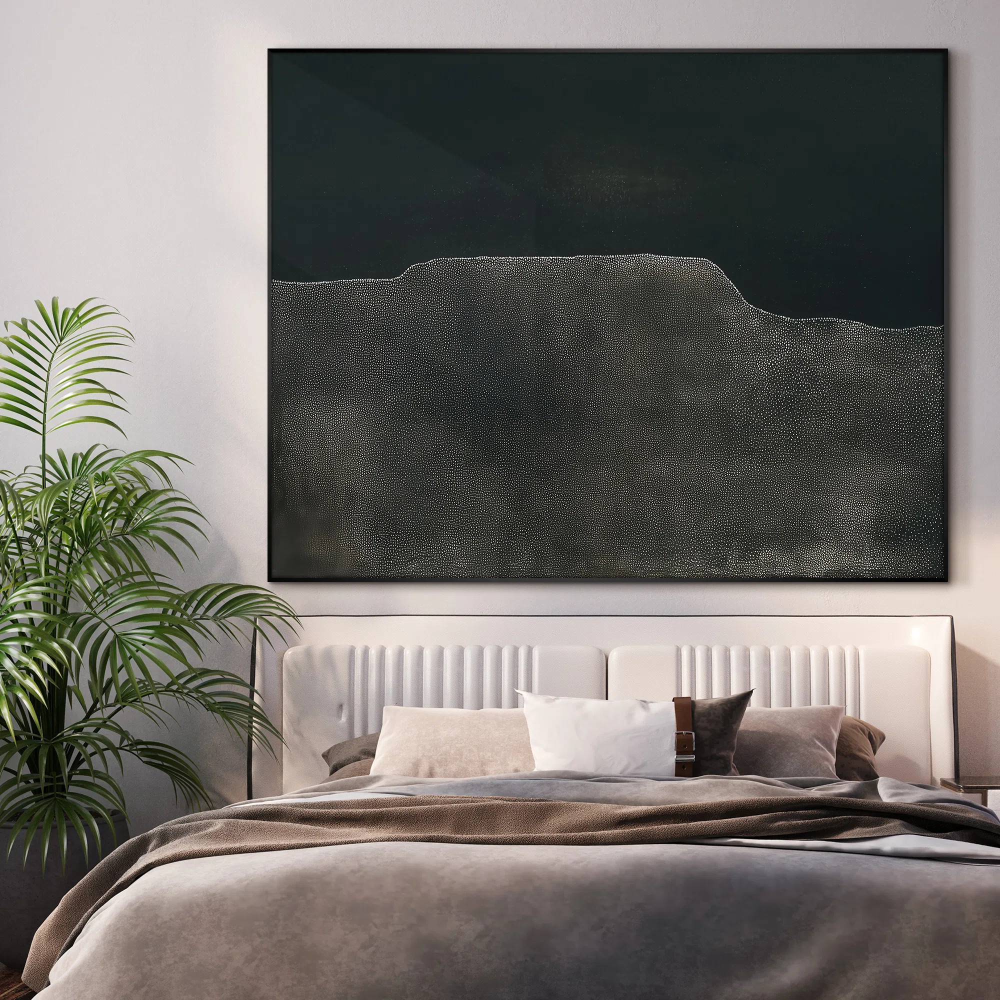 Extra Large Geometric Abstract Wall Art Print - Black Contemporary Artwork Dark Wall Decor for Li... | Wayfair North America