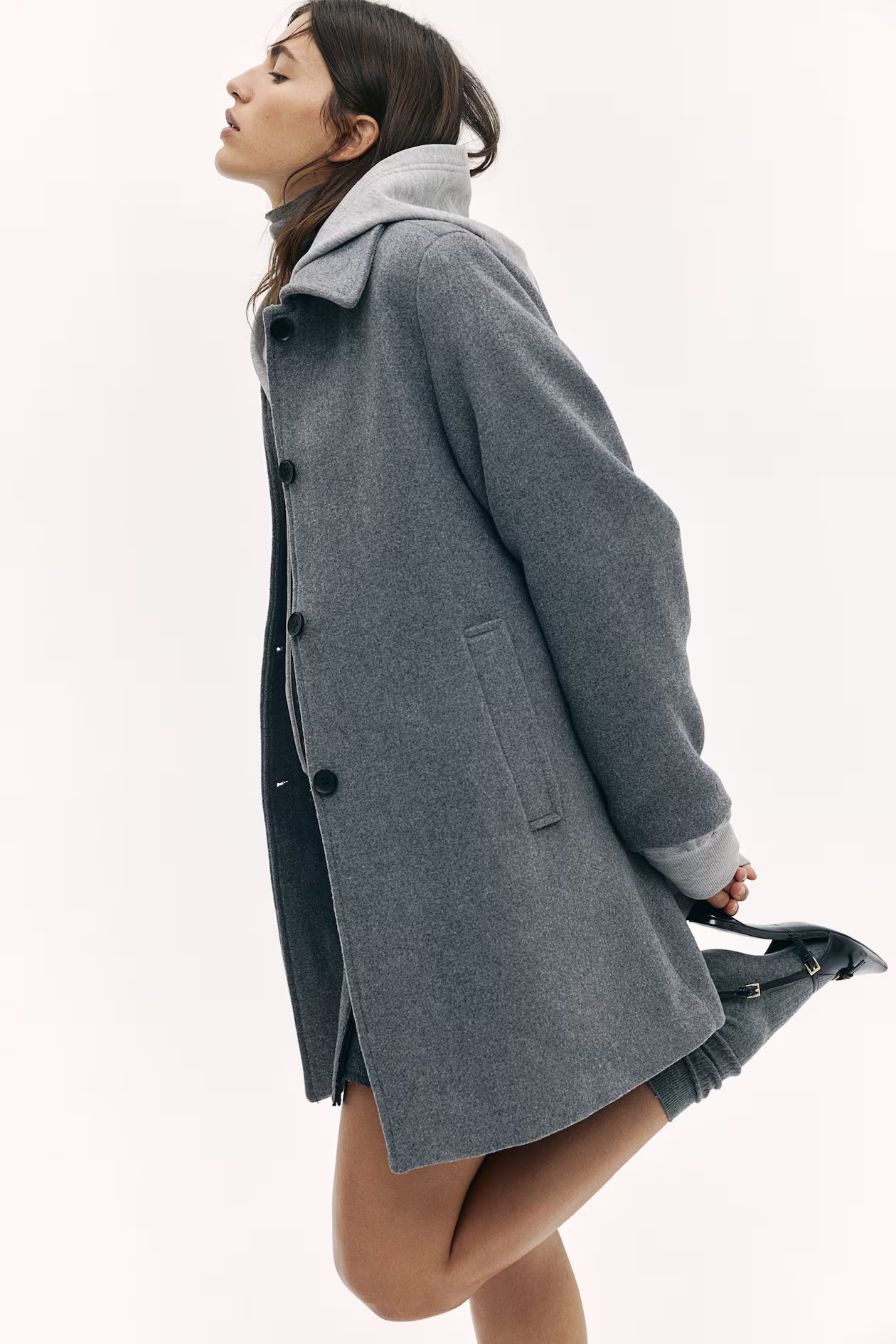 Knee-Length Coat - Gray - Ladies | H&M US | H&M (US + CA)