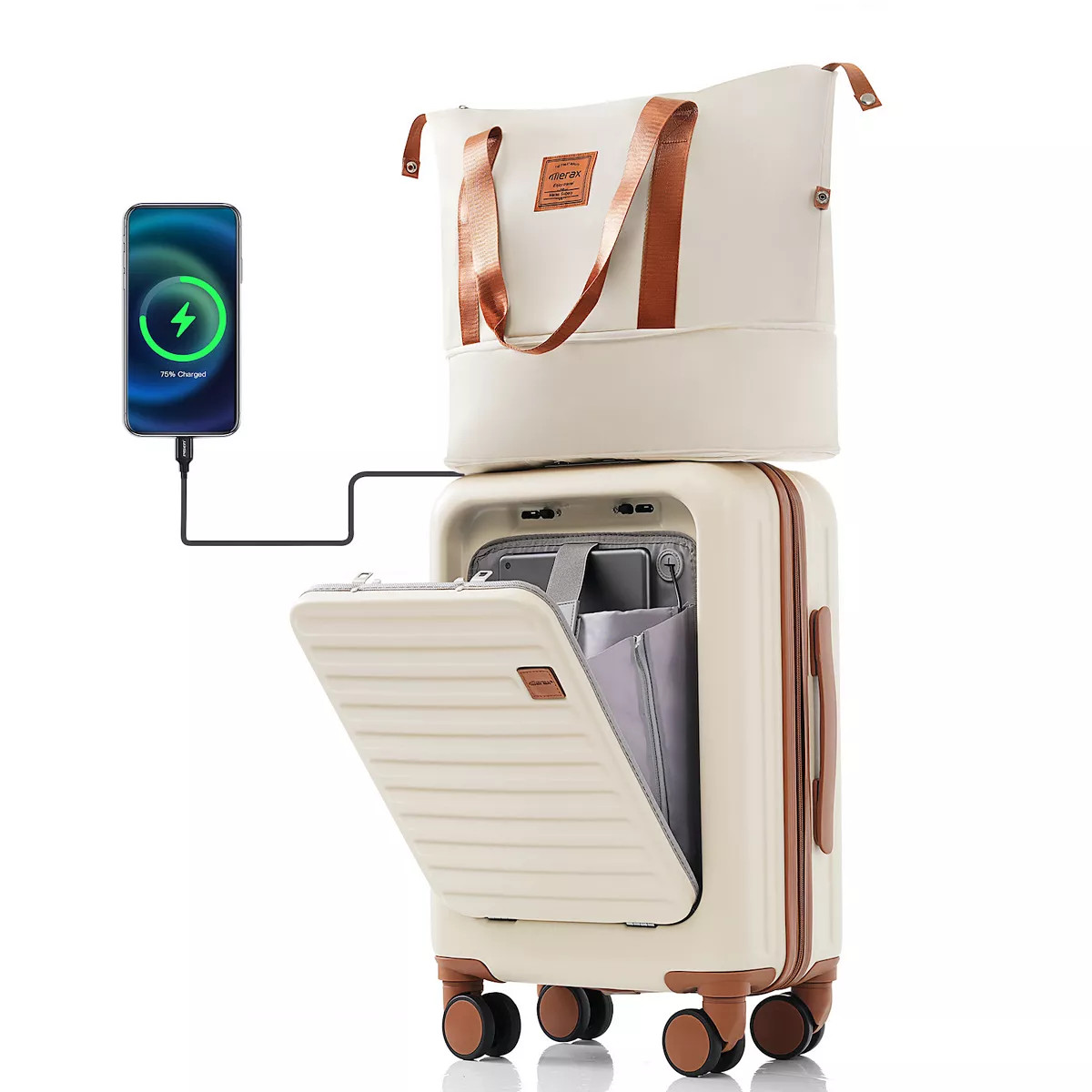 Merax Front Opening 20-inch Carry-on Luggage With Expandable Travel Bag Set | Kohl's