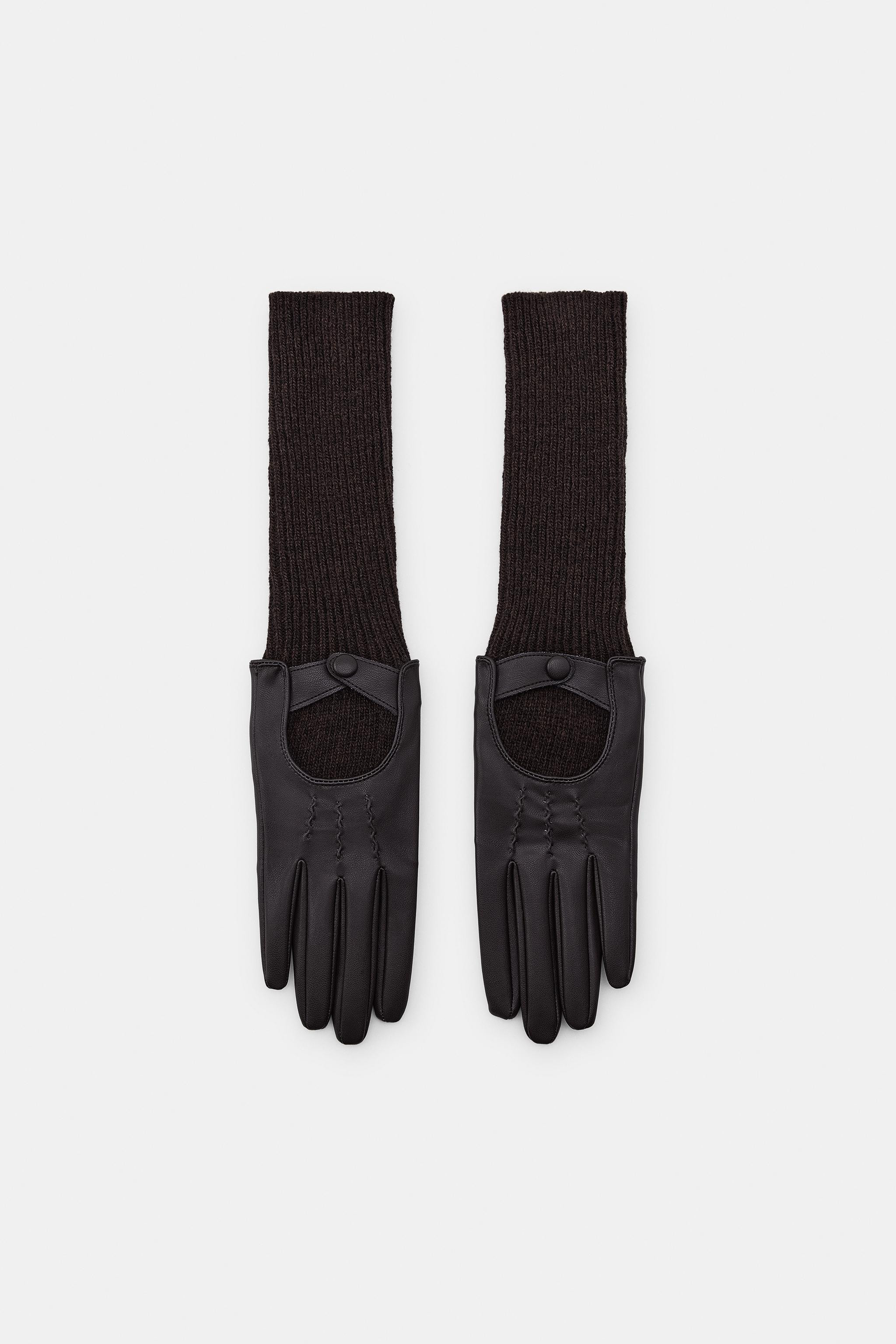 COMBINED LEATHER EFFECT GLOVES | Zara US