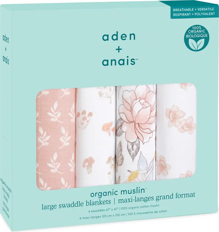 Assorted 4-Pack Organic Cotton Muslin Swaddling Cloths | Nordstrom