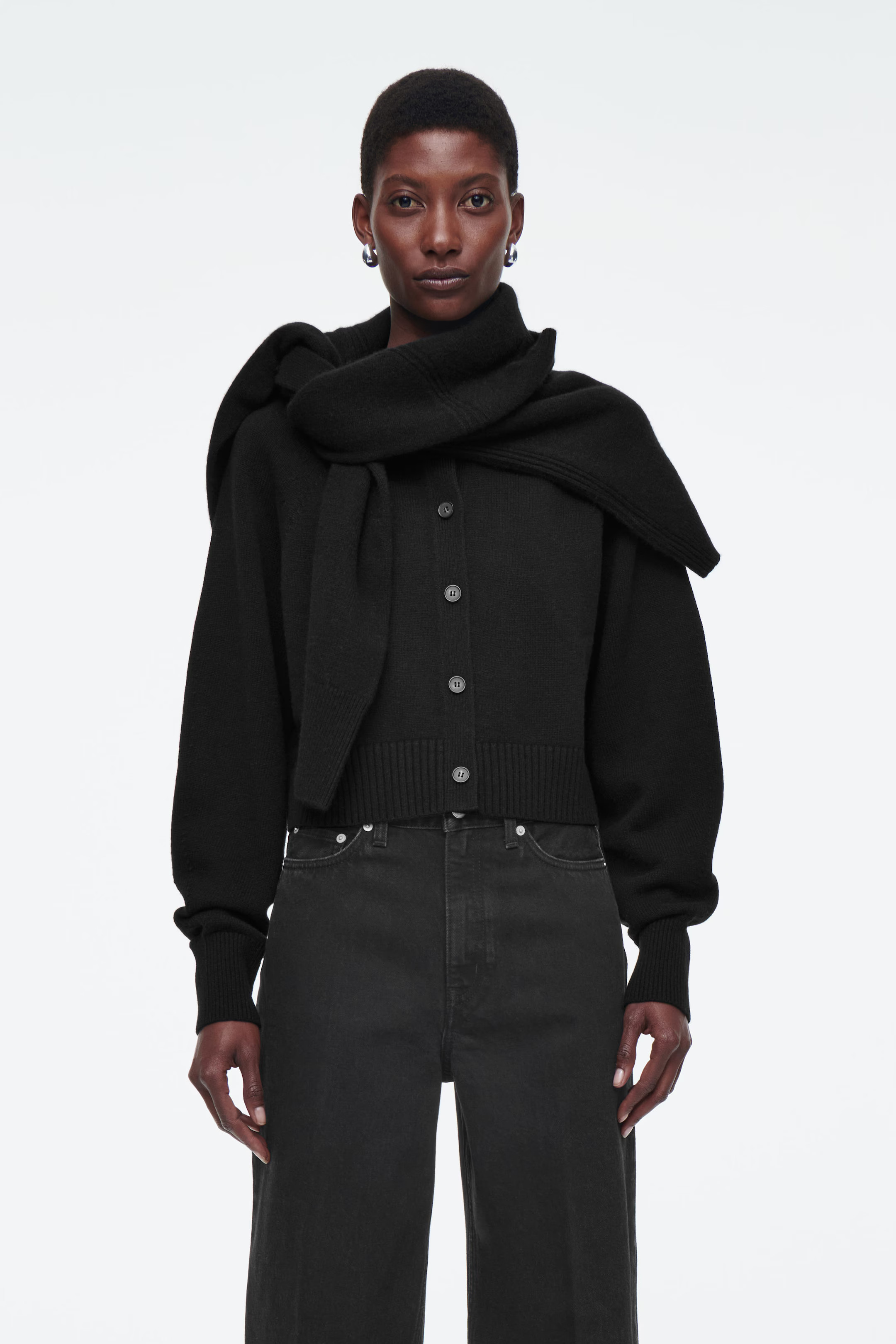 CROPPED WOOL CARDIGAN - BLACK | COS UK