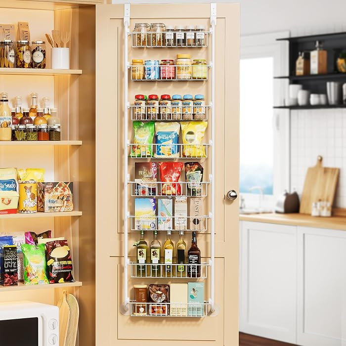 Delamu Over The Door Pantry Organizer, 8-Tier Metal Pantry Door Organization and Storage for Easy... | Amazon (US)