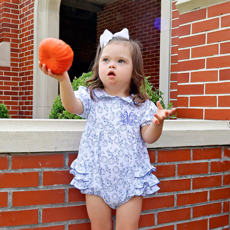 Pumpkin Blue Toile Gwen Bubble | Classic Whimsy