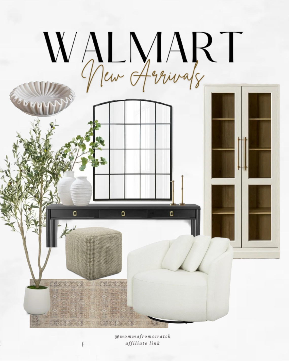 New Walmart home decor and furniture! Tall cabinet, swivel chair, arch mirror, olive tree, waffle bowl

#LTKSaleAlert #LTKStyleTip #LTKHome