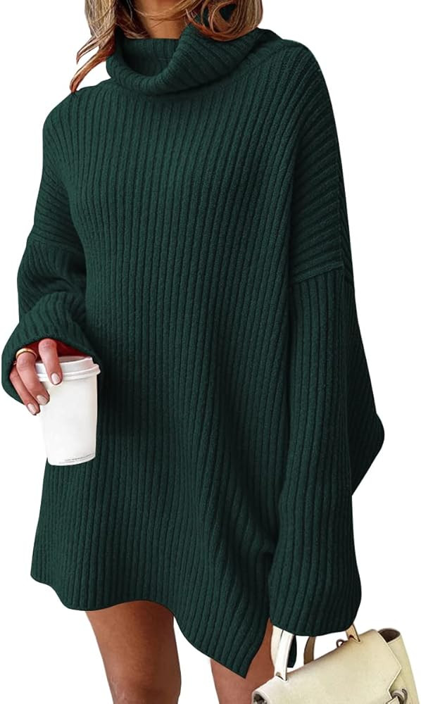 LILLUSORY Womens Turtleneck Oversized Long Sweater Dress 2024 Plus Size Tunic Pullover Knit Fall ... | Amazon (US)