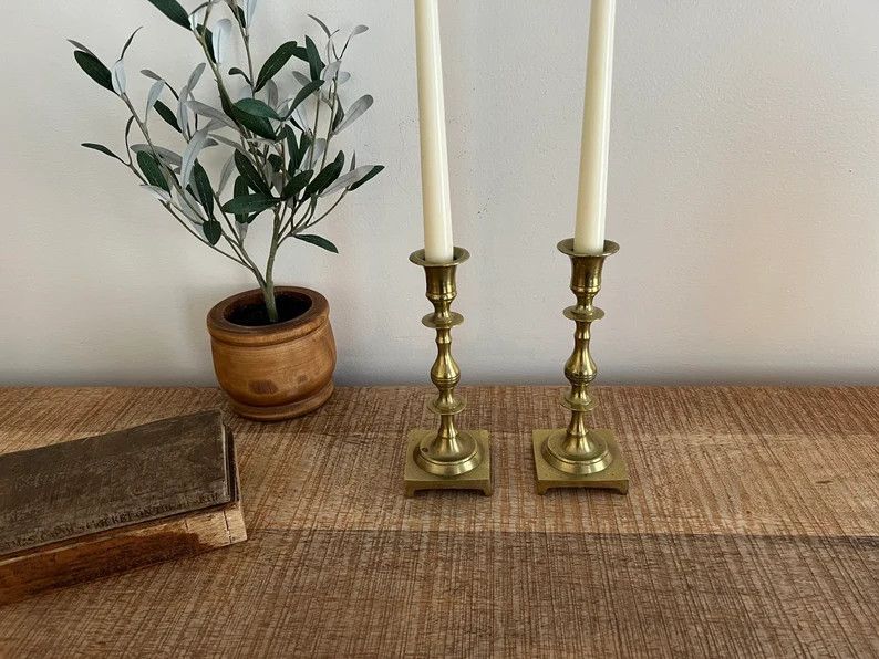 Vintage Brass Candlesticks set of 2 | Etsy (US)