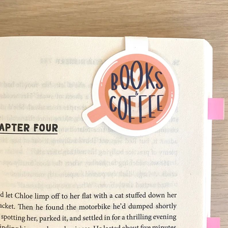 Bookish Magnetic Bookmark  Books & Coffee Just One More | Etsy | Etsy (US)