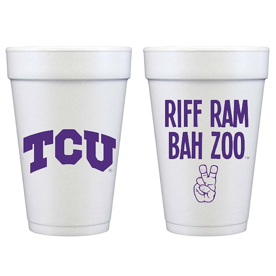 Officially Licensed Texas Christian University (TCU) Logo/Riff Ram Bah Zoo Printed Foam Disposabl... | Amazon (US)