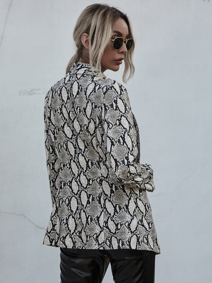 Snakeskin Shawl Neck Blazer | SHEIN