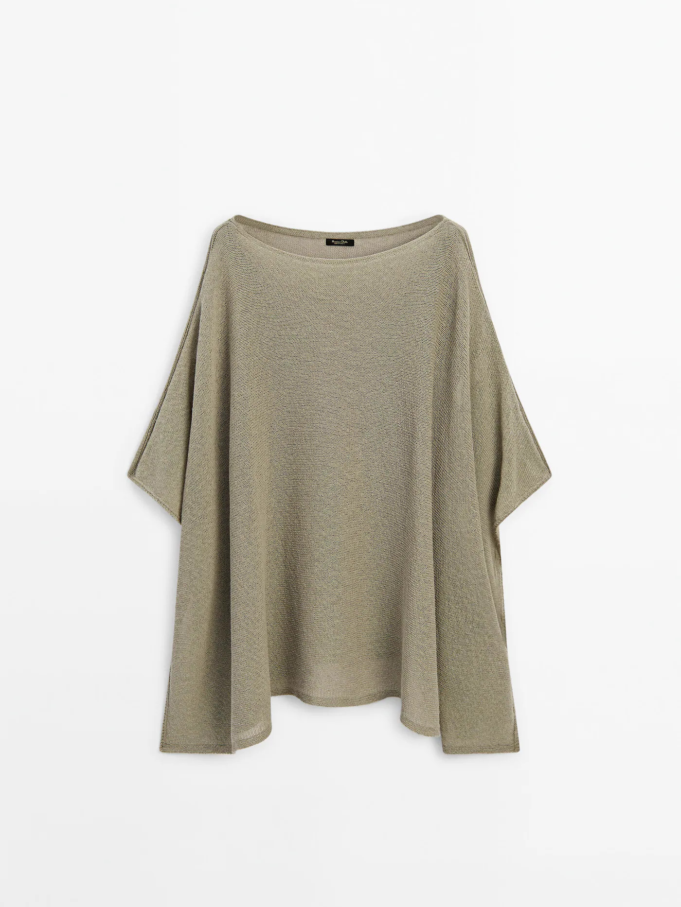 Long cotton blend knit cape | Massimo Dutti US
