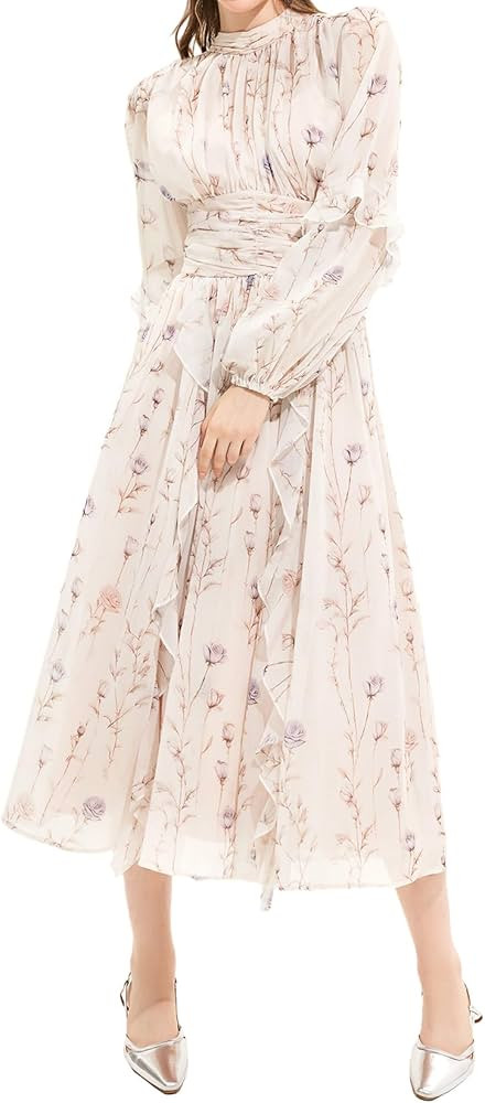 Maxi Floral Dress Lavish Tiered Dress Perfect Layered Lantern Sleeve Dress Delicate Flower Dress | Amazon (US)