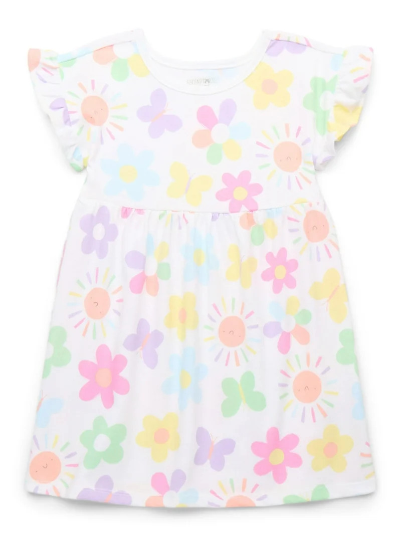 Garanimals Toddler Girl Print Dress with Short Ruffle Sleeves, Sizes 12M-5T | Walmart (US)