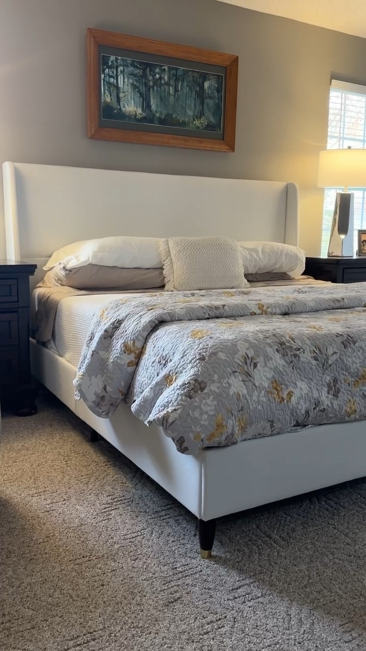 Could not be happier with this upholstered king bed frame I bought my parents on Amazon! Especially for just $343!! Comes in 4 colors too. 

#LTKhome #LTKsalealert #LTKfamily