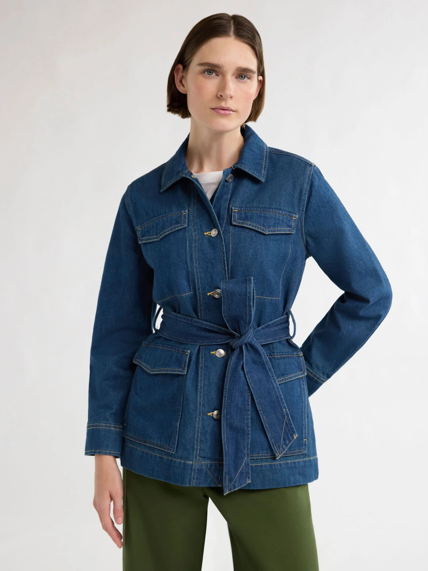 Free Assembly Women’s and Women's Plus Belted Cotton Utility Jacket, Sizes XS-4X | Walmart (US)
