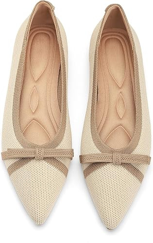 Flats for Women Pointed Toe Knit Foldable Ballet Women's Flat Shoes Dressy Comfortable Slip On Wo... | Amazon (US)