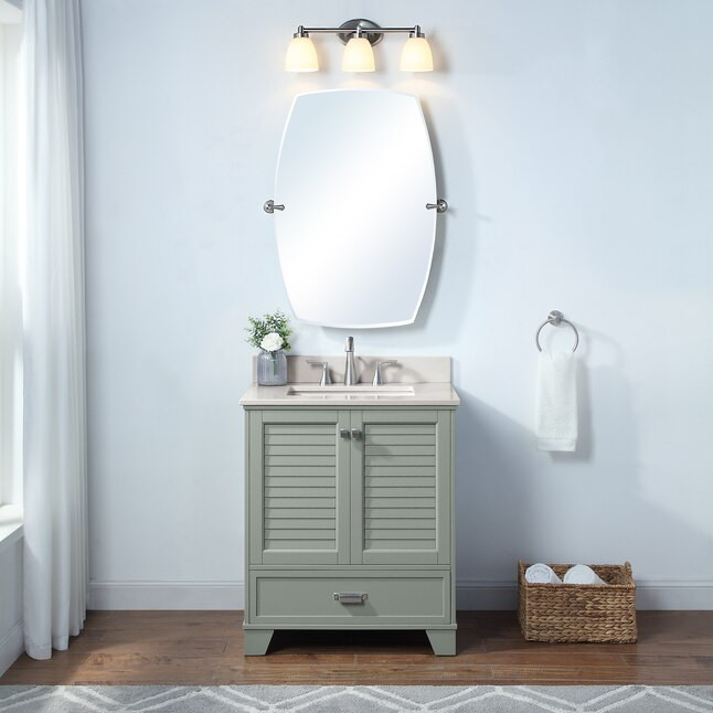 allen + roth Leeland 30-in Sea Green Undermount Single Sink Bathroom Vanity with White Engineered... | Lowe's