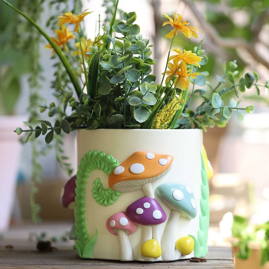 GUGUGO Colorful Mushrooms Planters Cute Unique Rainbow Planter with Drainage, Vintage Retro Flowe... | Amazon (US)