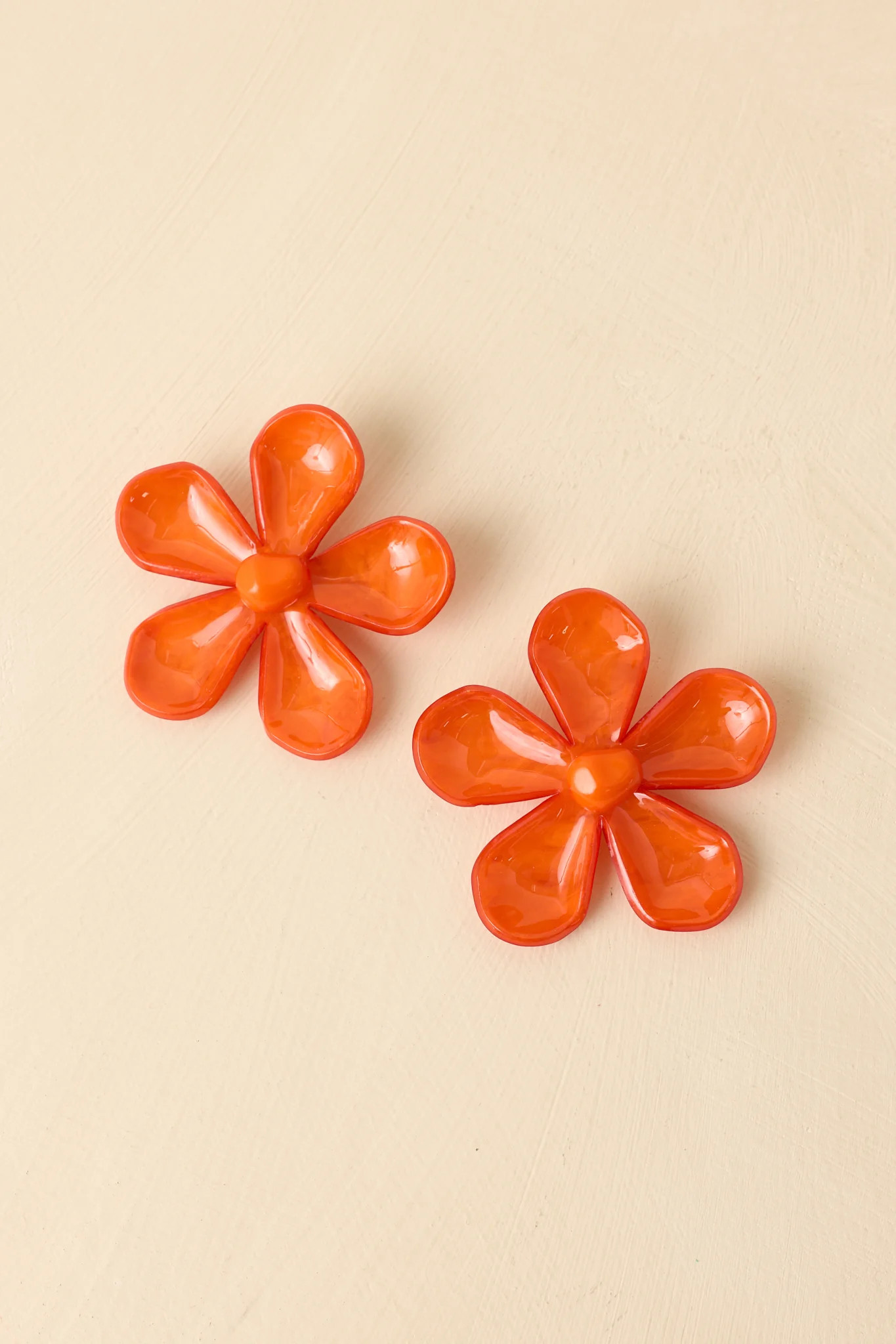 Say It Louder Orange Large Floral Statement Drop Earrings | Red Dress