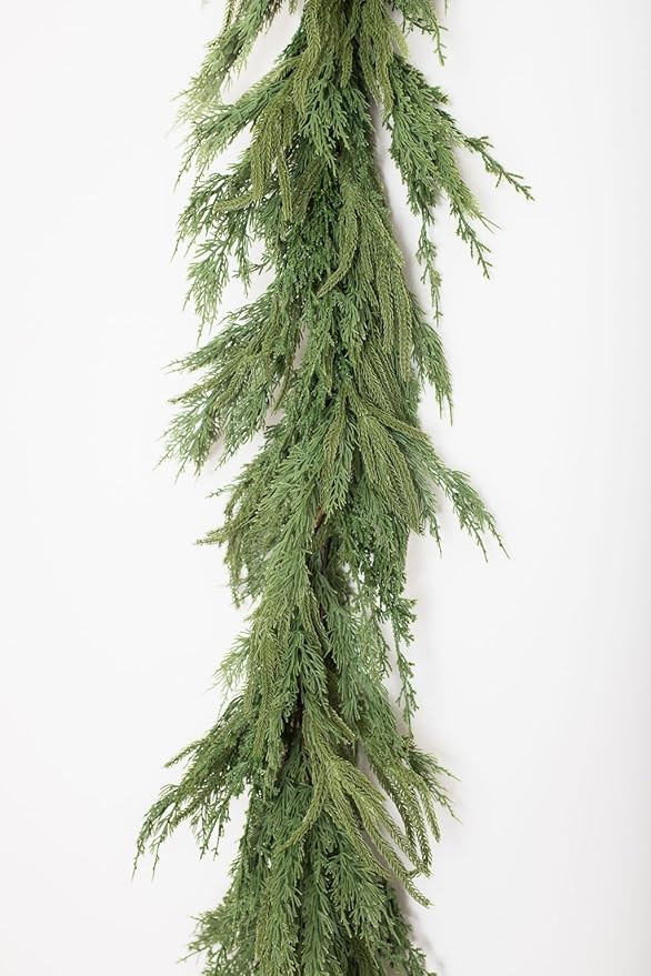 Lavish Norfolk Pine, Juniper, Cypress Mixed Garland - Lush Artificial Christmas Greenery for Holi... | Amazon (US)