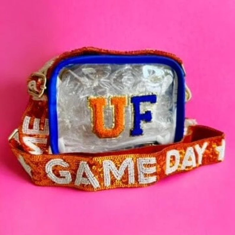 UF Gameday bag Clear stadium purse Chomp Strap Gator gameday bag White University of Florida purs... | Etsy (US)