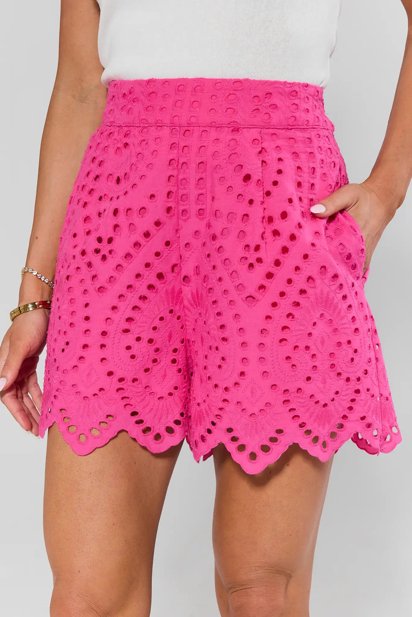 Mara Hot Pink Eyelet Shorts | Avara