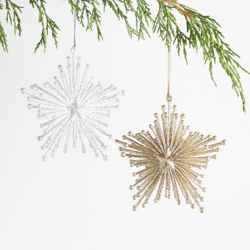 Glitter Starburst Christmas Ornaments | Crate and Barrel | Crate & Barrel