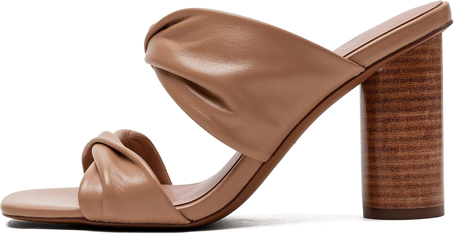 Linea Paolo - Imani - Womens High Column Heel Square Toe Slides With Supple Twisted Nappa Straps | Amazon (US)