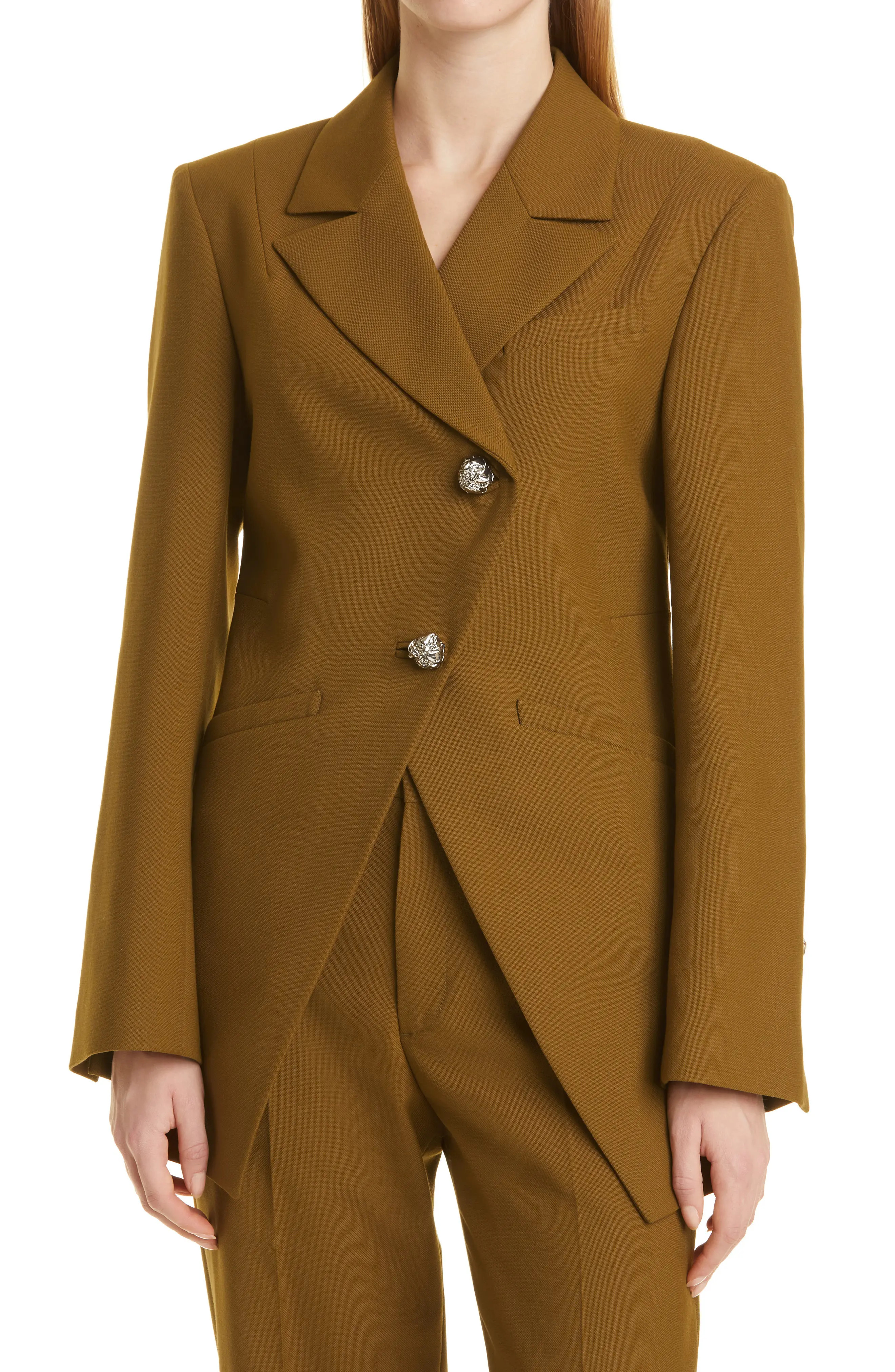Ganni Asymmetric Summer Weight Blazer in Butternut at Nordstrom, Size 4 Us | Nordstrom