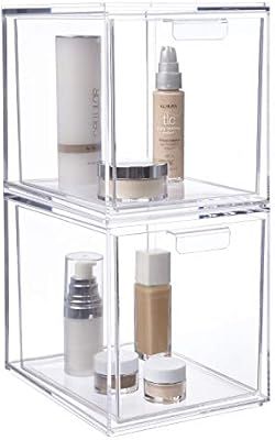STORi Audrey Stackable Cosmetic Organizer Drawers 6-3/4" Tall | set of 2 Clear | Amazon (US)