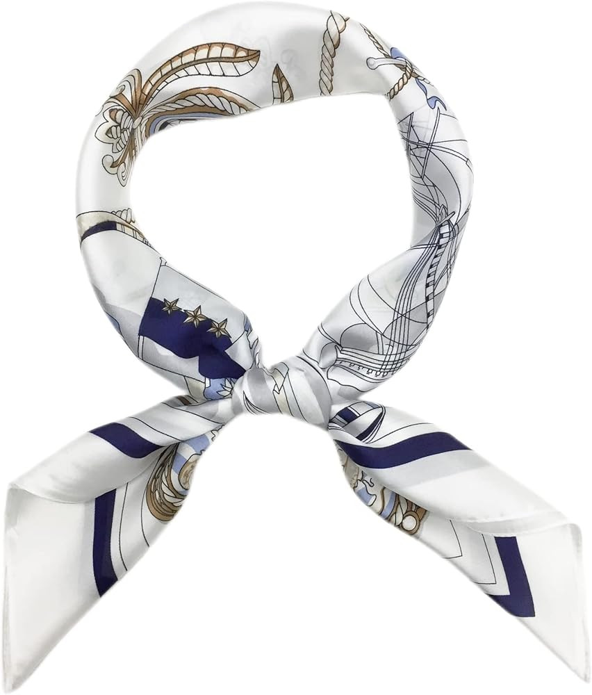 FONYVE Silk Feeling Scarf Medium Square Satin Head Scarf for Women 27.5 × 27.5 inches | Amazon (US)